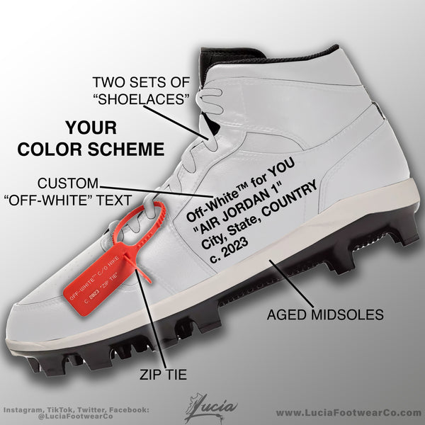 "OW" Inspired Air Jordan 1 Baseball Cleats
